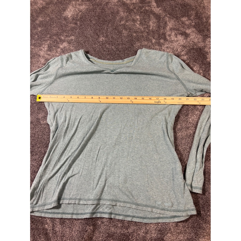 Carhartt Womens Long Sleeve V-Neck T-Shirt Blue Heather Cotton 100683 473 Size M - Picture 3 of 8